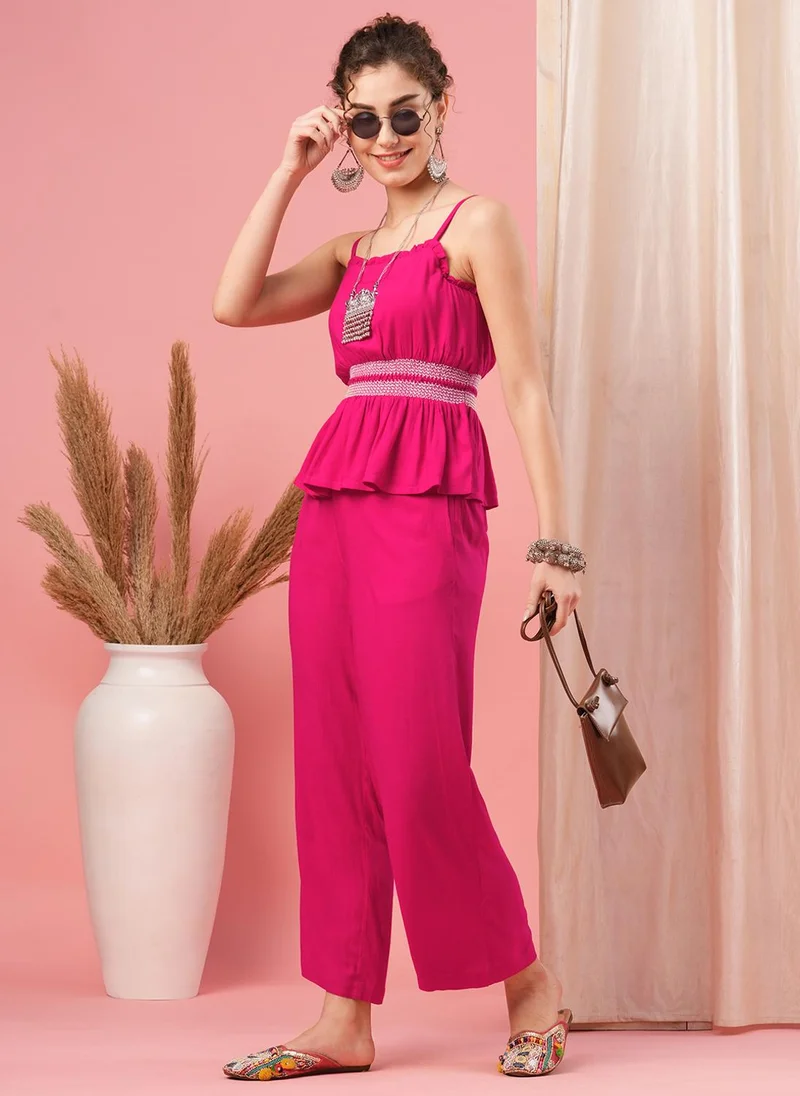 جلو باص بلوزة نسائية بلا أكمام وسروال